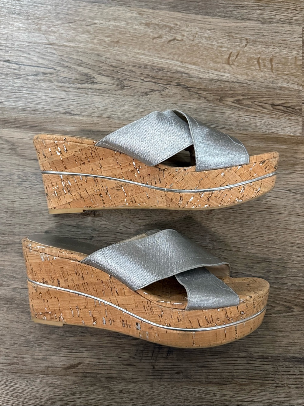 Donald J. Pliner • Dani Metallic Silver Cork Wedge Sandals